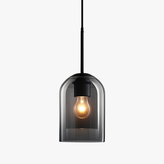 Suspension design tube arrondi double verre fumé