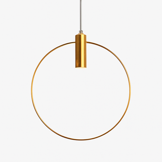 Suspension dorée à LED en forme de rond