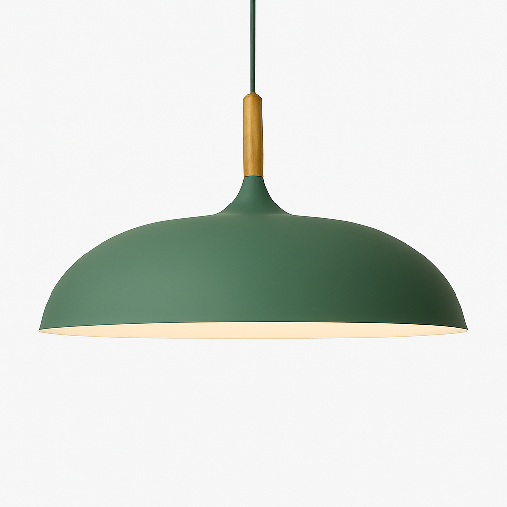 Suspension en aluminium de couleur et tige en bois Wood