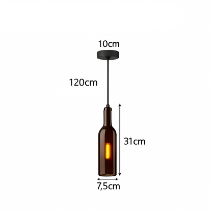 suspension en verre design pour bouteille de vin moderne