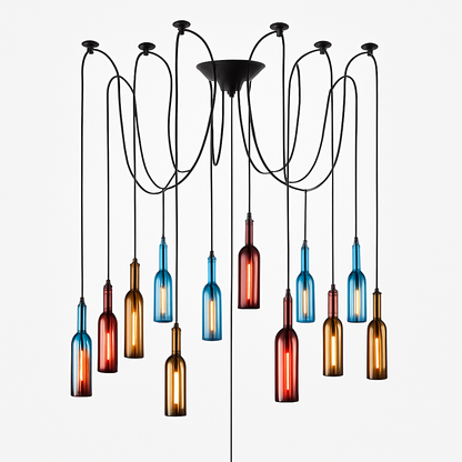 suspension en verre design pour bouteille de vin moderne