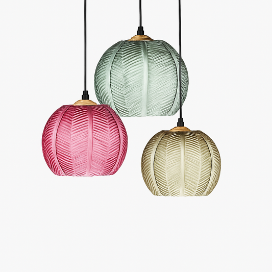 Suspension en verre moderne à motif de feuilles vertes