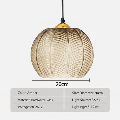 Suspension en verre moderne à motif de feuilles vertes