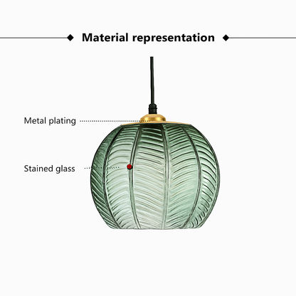 Suspension en verre moderne à motif de feuilles vertes