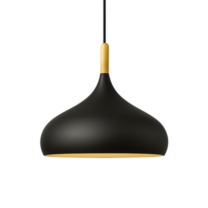 Suspension LED en métal coloré et baton en bois Nordic