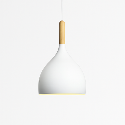 Suspension LED en métal coloré et baton en bois Nordic