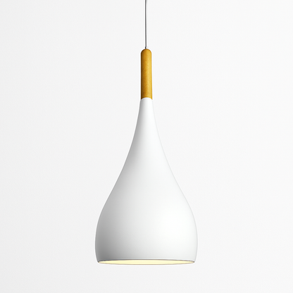 Suspension LED en métal coloré et baton en bois Nordic