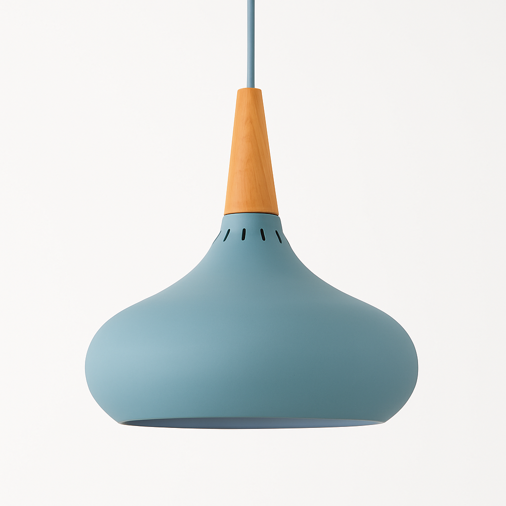 Suspension LED en métal et tige en bois Loft