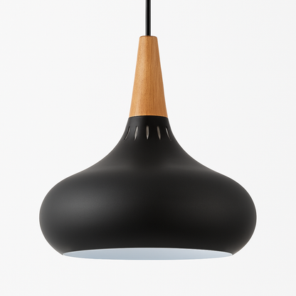 Suspension LED en métal et tige en bois Loft