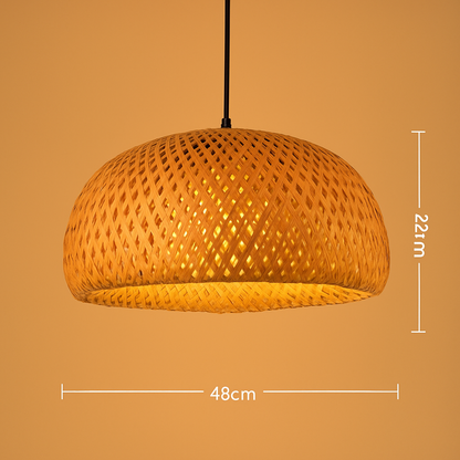 Suspension LED en rotin fait à la main rond chapeau de paille en bambou pastorale Vintage
