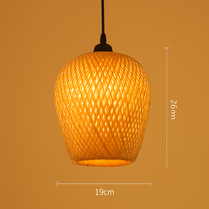 Suspension LED en rotin fait à la main rond chapeau de paille en bambou pastorale Vintage