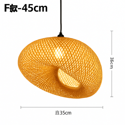 Suspension LED en rotin fait à la main rond chapeau de paille en bambou pastorale Vintage
