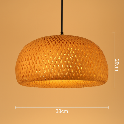 Suspension LED en rotin fait à la main rond chapeau de paille en bambou pastorale Vintage