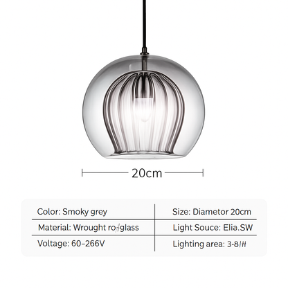 Suspension LED en verre au design nordique gris fumé