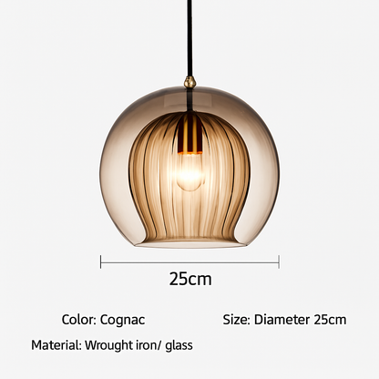 Suspension LED en verre au design nordique gris fumé