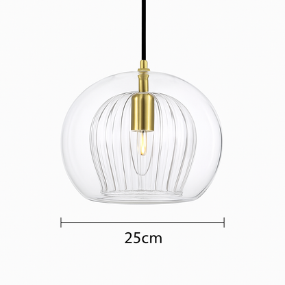 Suspension LED en verre au design nordique gris fumé