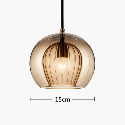 Suspension LED en verre au design nordique gris fumé