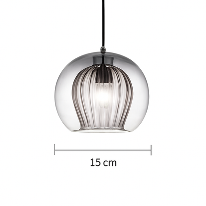 Suspension LED en verre au design nordique gris fumé