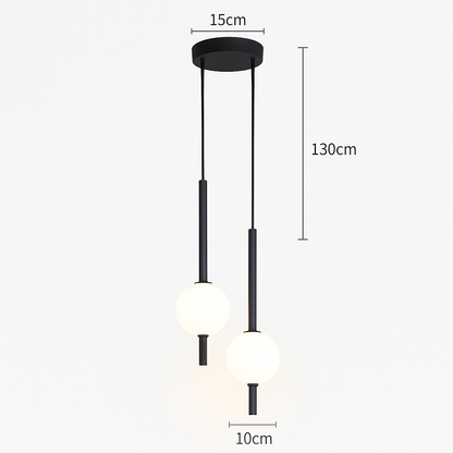 Suspension LED tube doré et boule