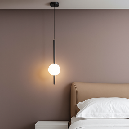 Suspension LED tube doré et boule