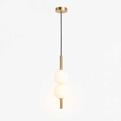 Suspension LED tube doré et boule