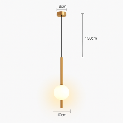 Suspension LED tube doré et boule