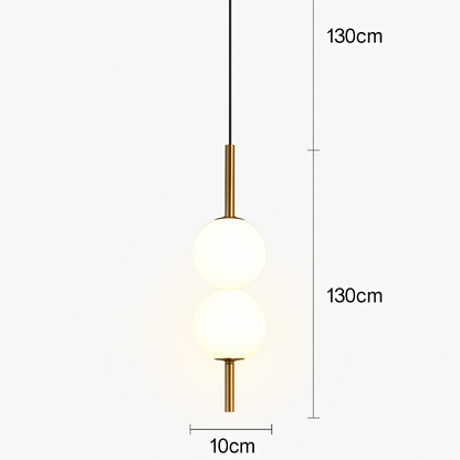 Suspension LED tube doré et boule