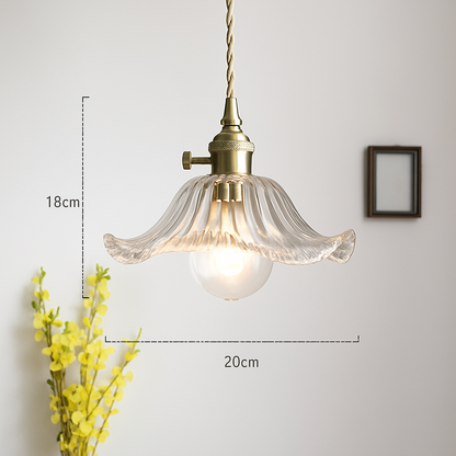 suspension nordique moderne avec abat-jour fleur en verre