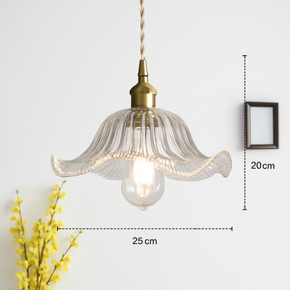suspension nordique moderne avec abat-jour fleur en verre