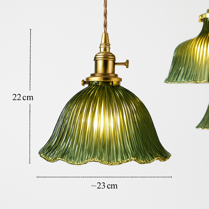 suspension nordique moderne avec abat-jour fleur en verre