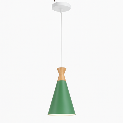 Suspension nordique verte en bois et métal