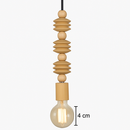 suspension rétro en bois de chêne avec perles géométriques