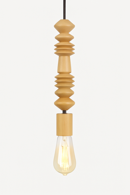 suspension rétro en bois de chêne avec perles géométriques
