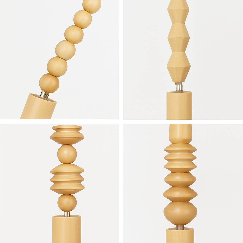 suspension rétro en bois de chêne avec perles géométriques