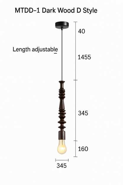 suspension rétro en bois de chêne avec perles géométriques