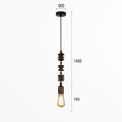 suspension rétro en bois de chêne avec perles géométriques