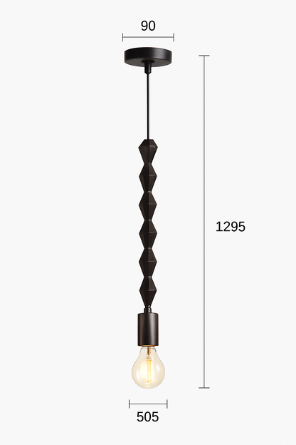 suspension rétro en bois de chêne avec perles géométriques