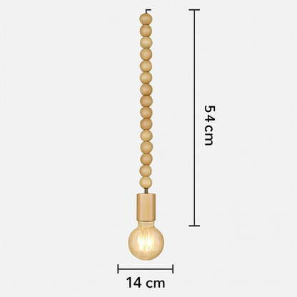 suspension rétro en bois de chêne avec perles géométriques